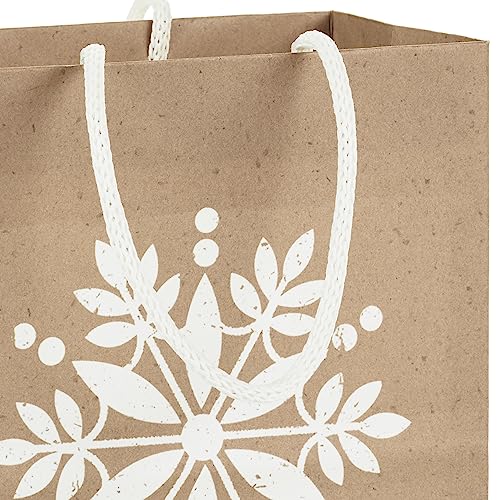 Assorted Christmas Gift Bags, Recyclable Kraft Brown with Snowflake, Plaid and Trees, 8 Bags: 3 Small 6", 3 Medium 9", 2 Large 13" G314194