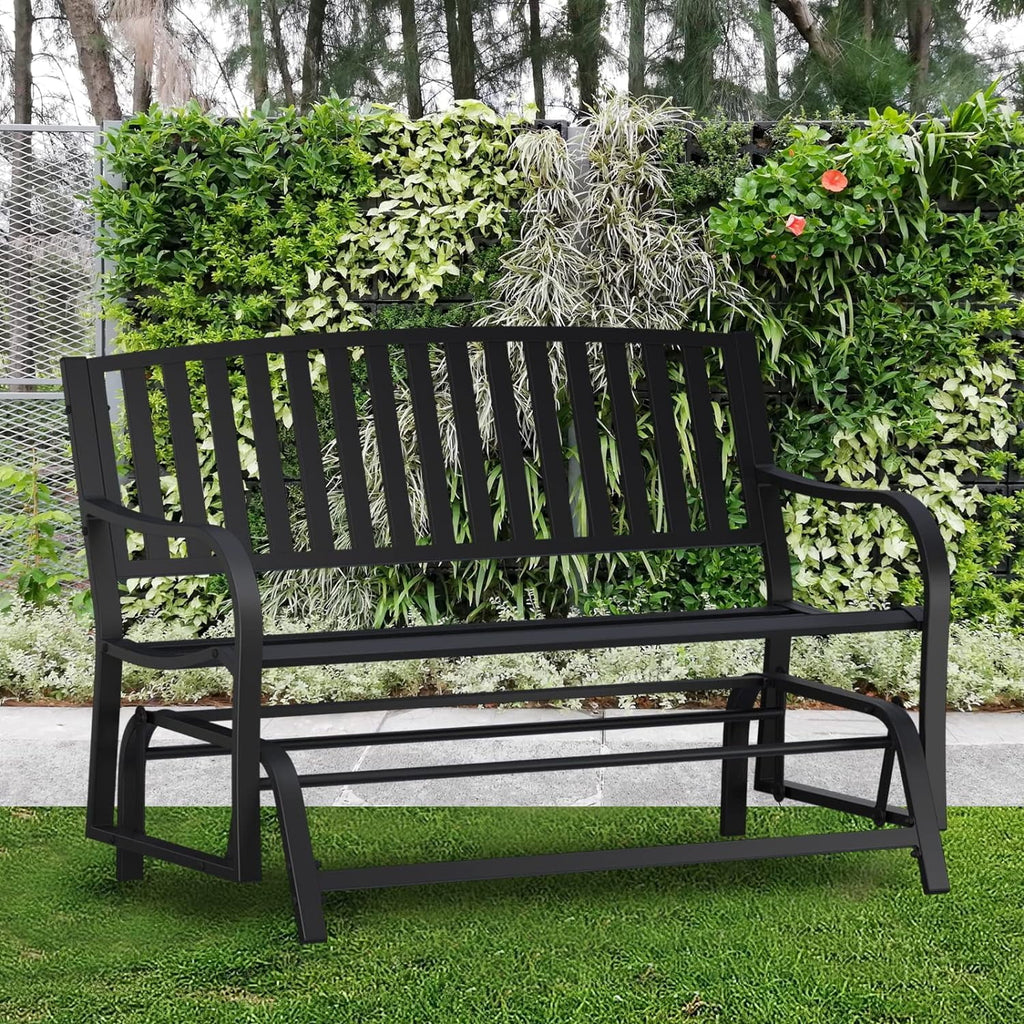 Black Metal Outdoor Glider Bench A341