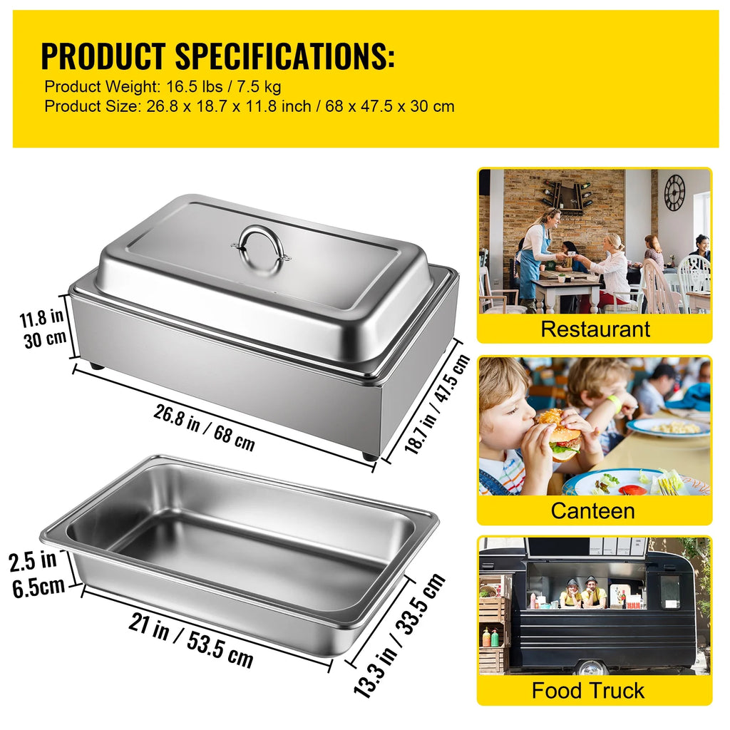 9.5 Quart Electric Stainless Steel Food Warmer with Lid W90264