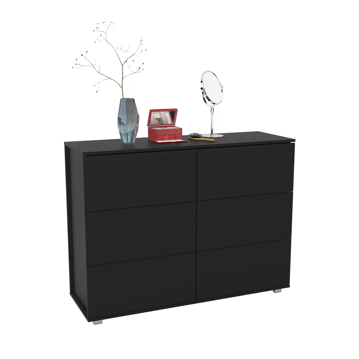 White 6 Drawer Wood Double Dresser W7314