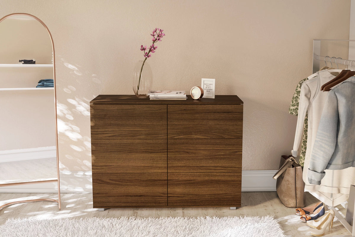 White 6 Drawer Wood Double Dresser W7314