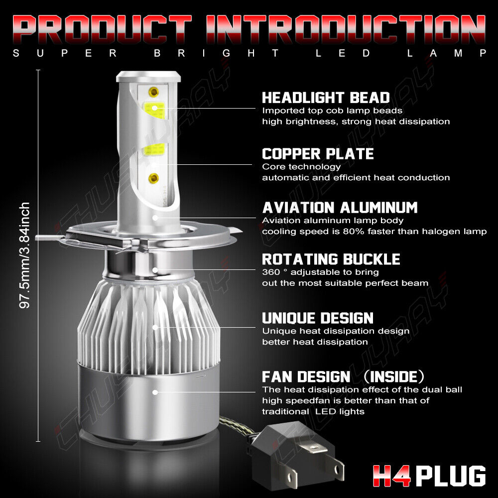 4pcs LED Headlight Bulbs Combo C3349