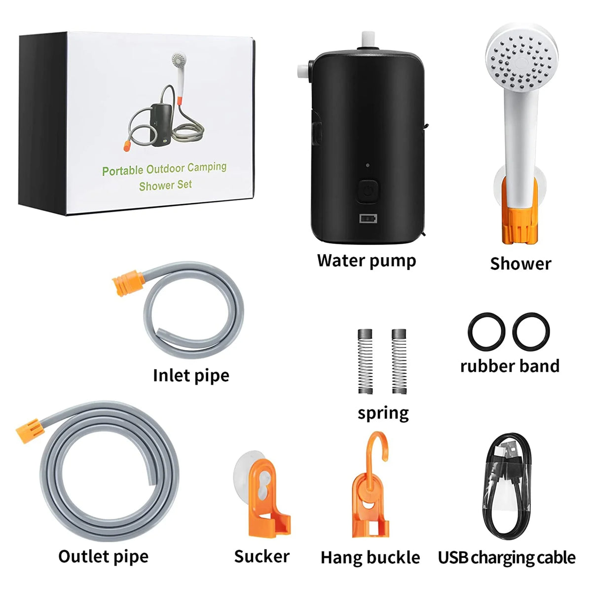 Portable Electric Shower with Battery Power Display, 2 Mode 4400mAh USB Rechargeable, 8.2ft Y925