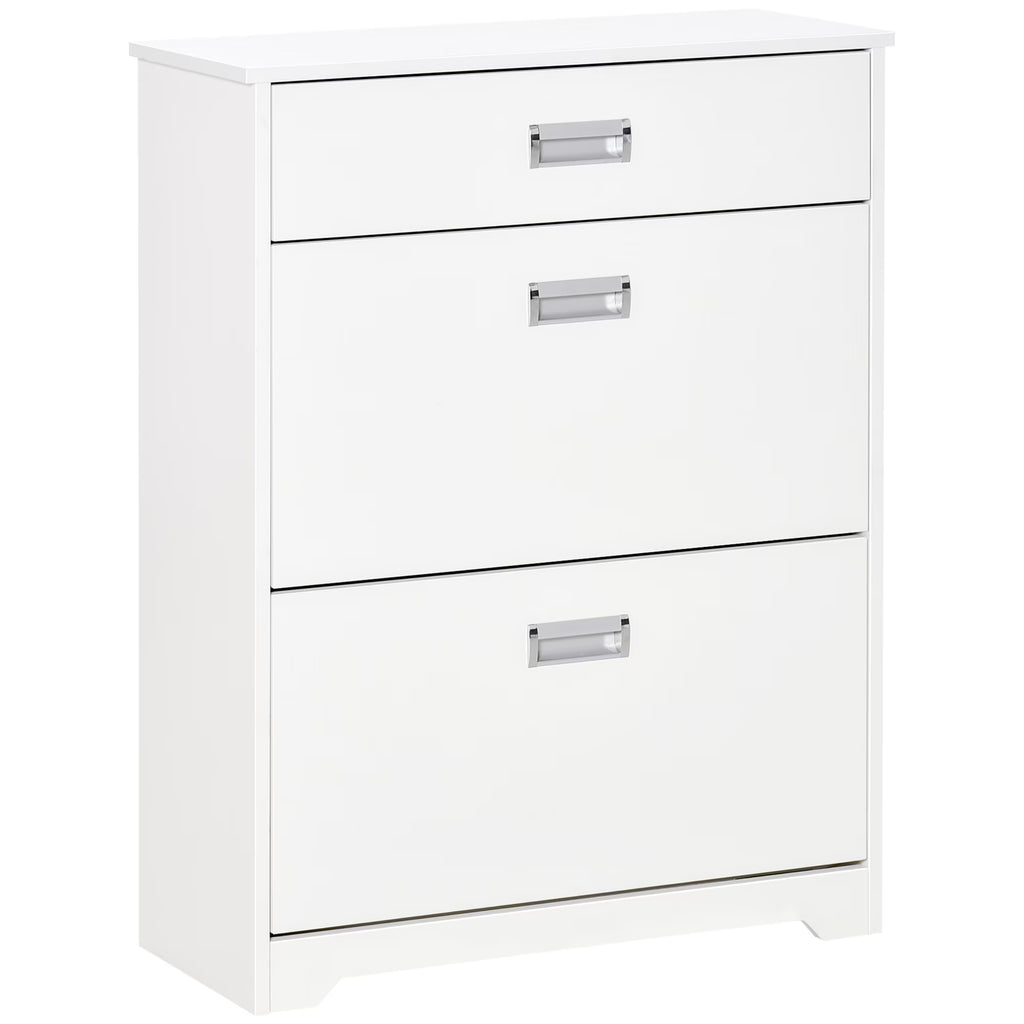 White 3-Drawer Shoe Cabinet with 2 Flip Doors B59766