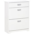 White 3-Drawer Shoe Cabinet with 2 Flip Doors B59766