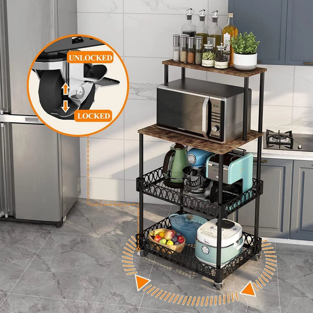 4-Tier Kitchen Bakers Rack with Wheels U987