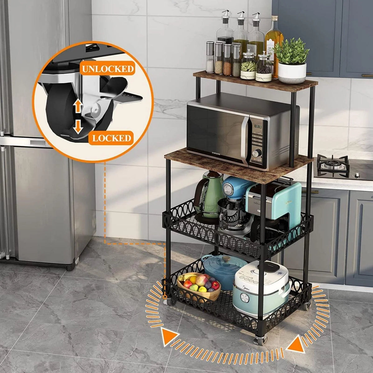 4-Tier Kitchen Bakers Rack with Wheels U987