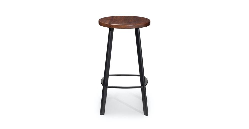 Walnut Counter Stool with Black Metal Base U609