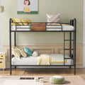 Black Metal and Wood Twin Over Twin Bunk Bed Q8597