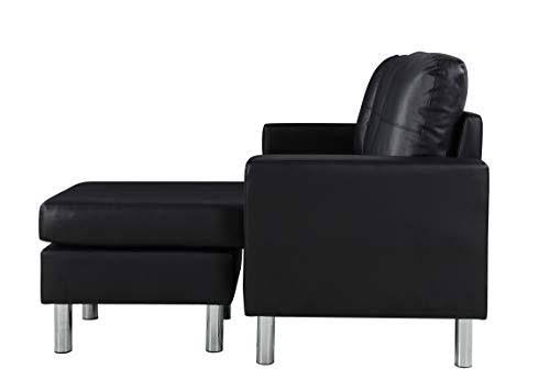 Black Bonded Leather Sectional Sofa S9019