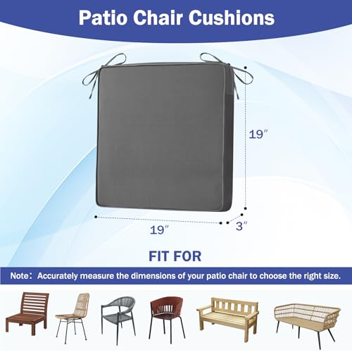 Waterproof Outdoor Chair Cushions Set of 4 with Handle and Ties, Beige J866