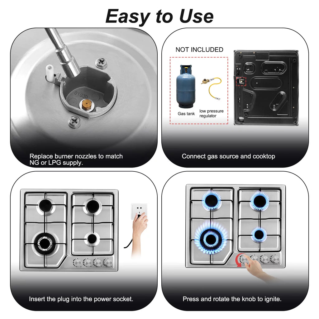 4 Burner Stainless Steel Gas Cooktop H7886