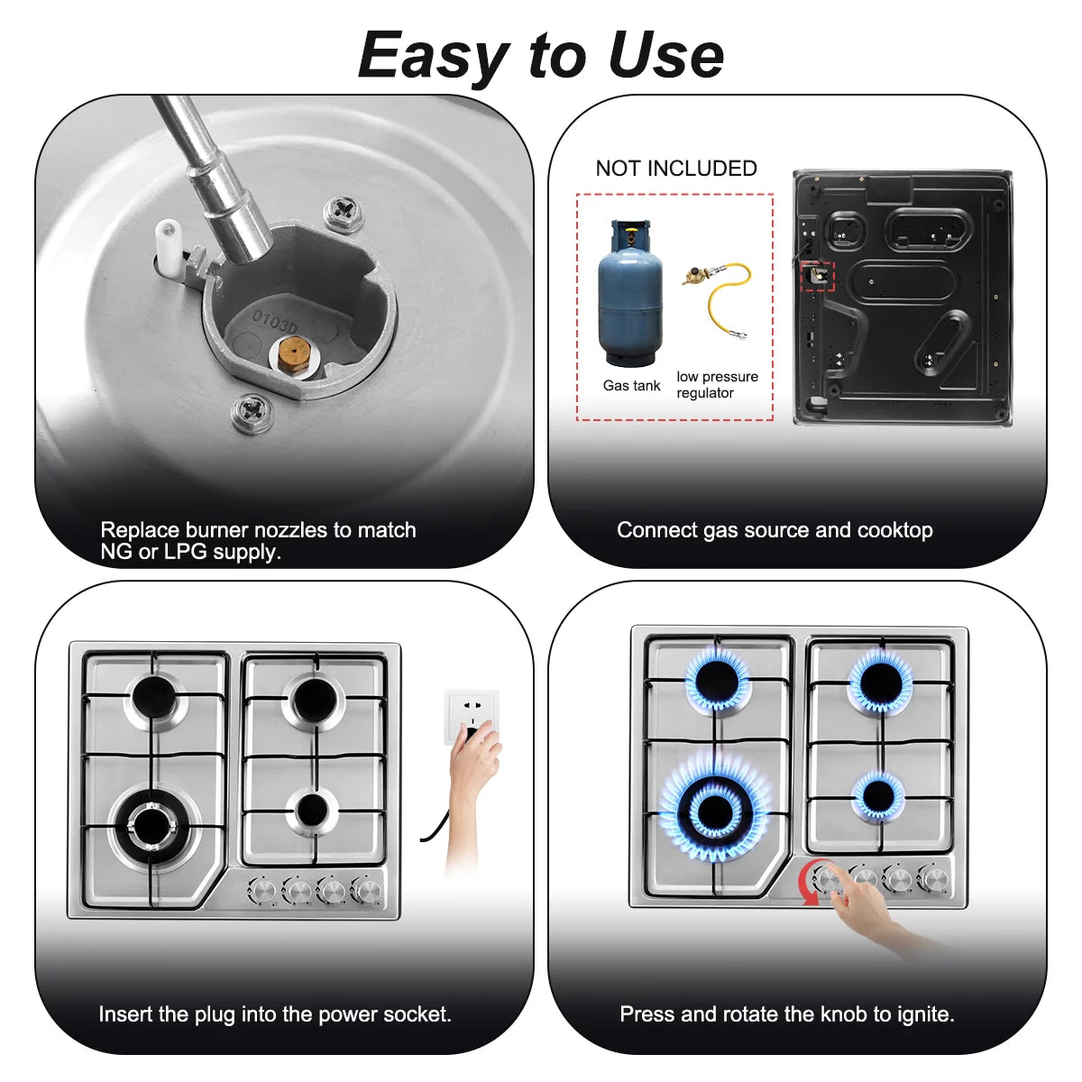 4 Burner Stainless Steel Gas Cooktop H7886