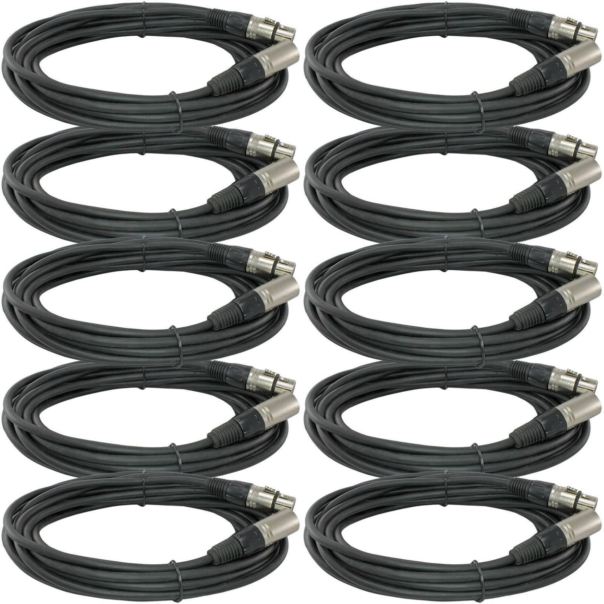 10 Pack 25 ft XLR Male Female Microphone Audio Cable M759