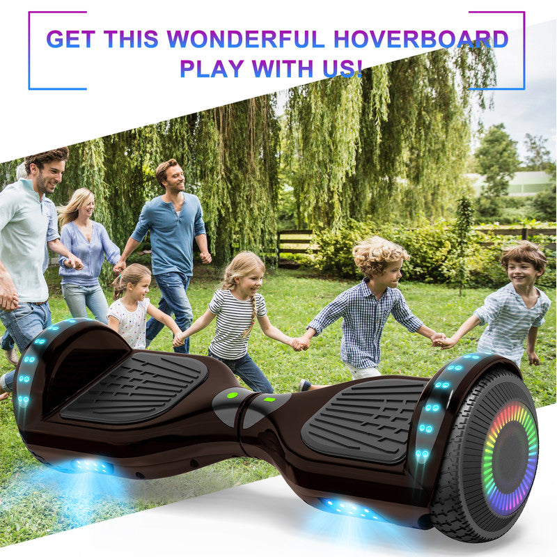 6.5 inch Self Balancing 2 Wheel Hoverboard with LED Lights, Plating Black F5317
