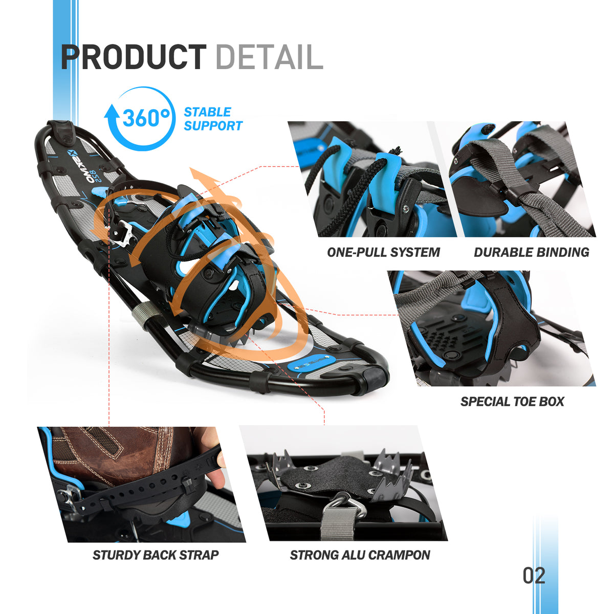 25 Inches Light Weight Snowshoes with Trekking Poles O34097