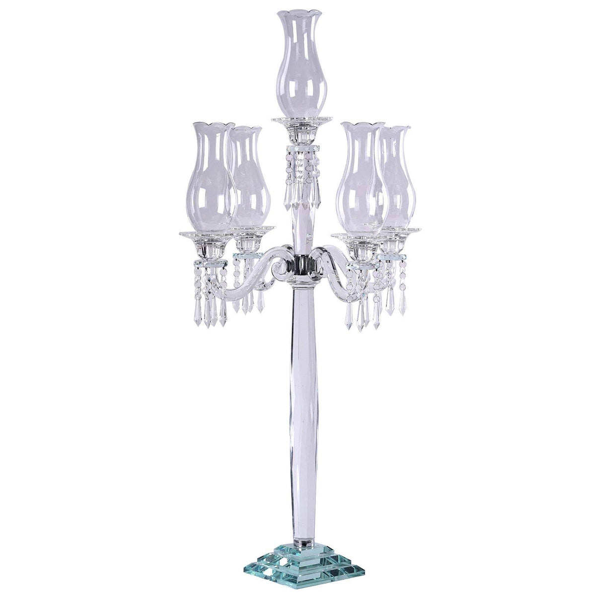 40x22 Tall 5 Arm Crystal Glass Candelabra V92704