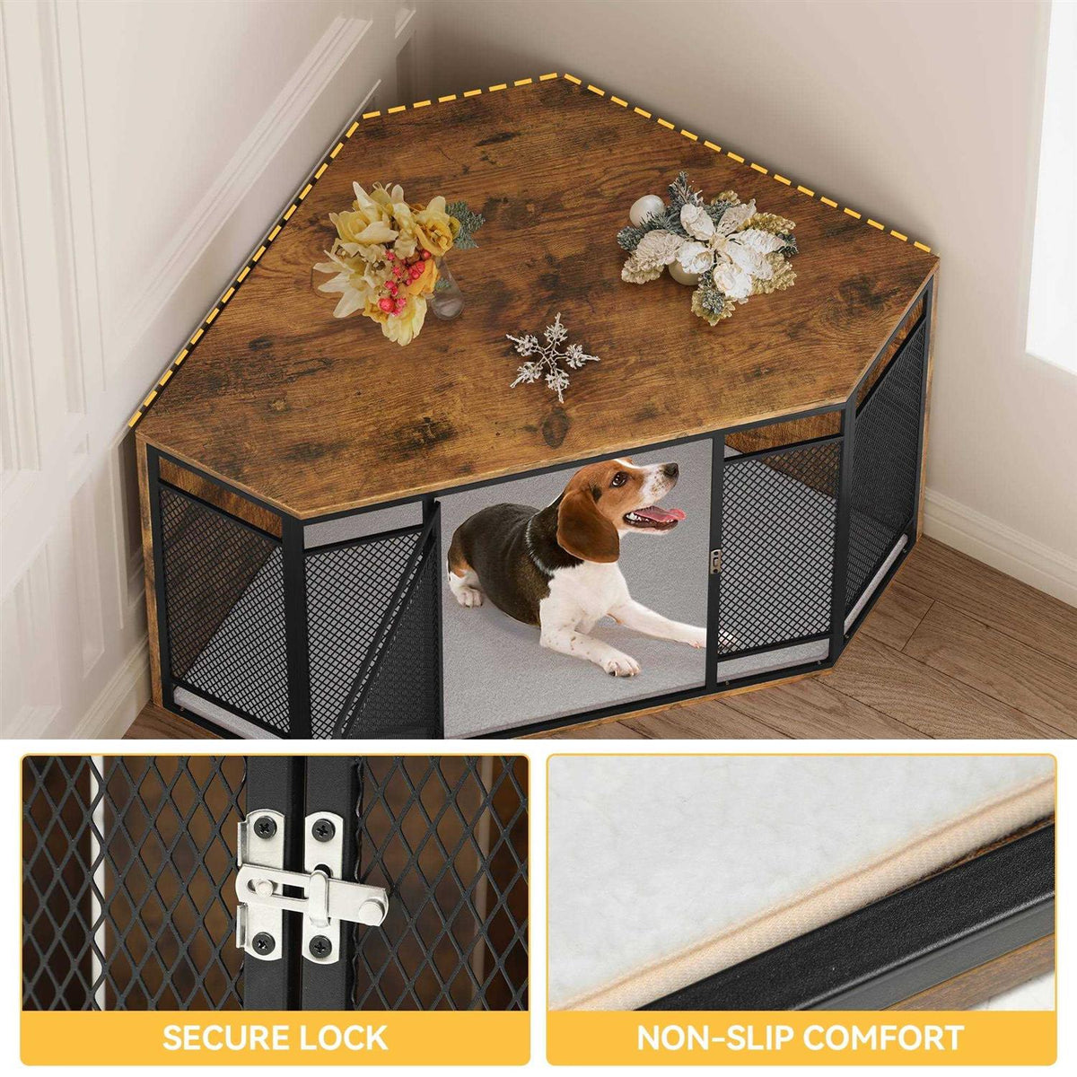 43.7-inch Wooden Dog Crate Furniture F6382