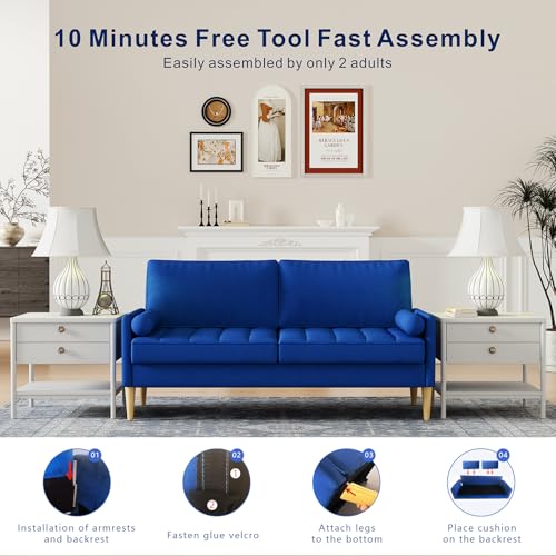 Blue Velvet 3 Seat Sofa U5799