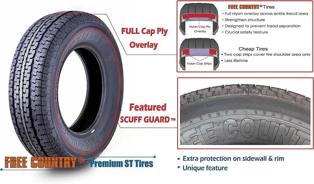 Set 2 Trailer Tires ST175/80R13 8 Ply Load Range D Steel Belted Radial K229