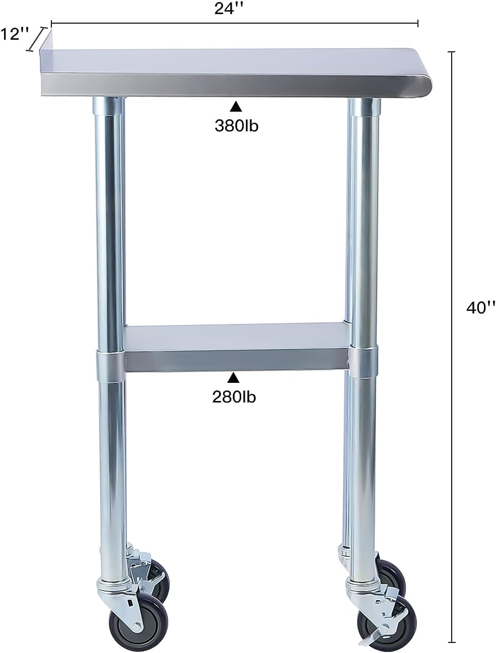 Stainless Steel 24 x 18 Inches Worktable with Backsplash S9016