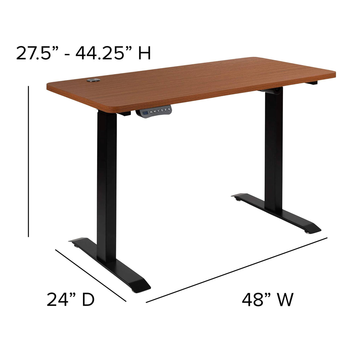 Mahogany Electric Height Adjustable Stand Up Desk with Black Mesh Swivel Ergonomic Task Office Chair S109259