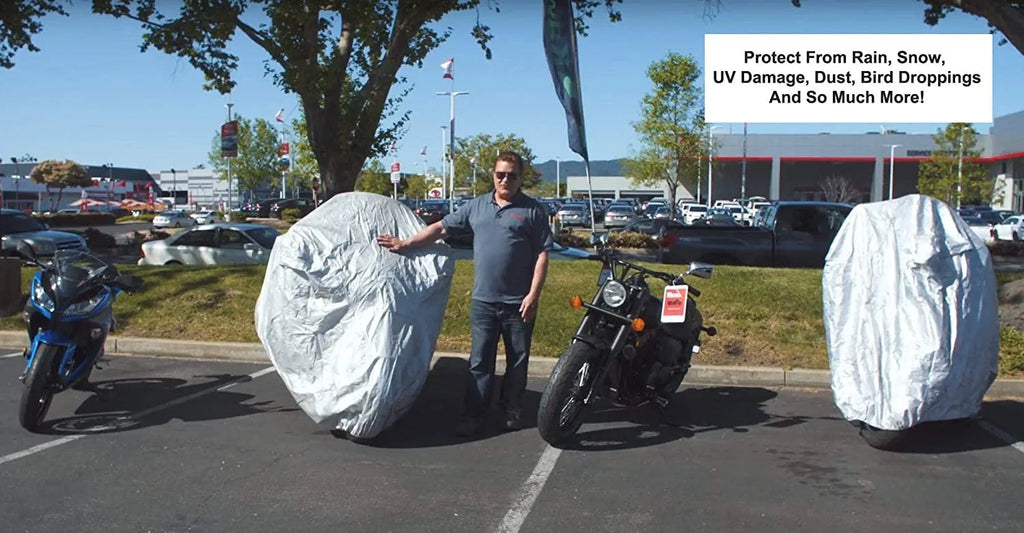 Motorcycle Cover with Reinforced Securing Straps and Storage Bag O97244