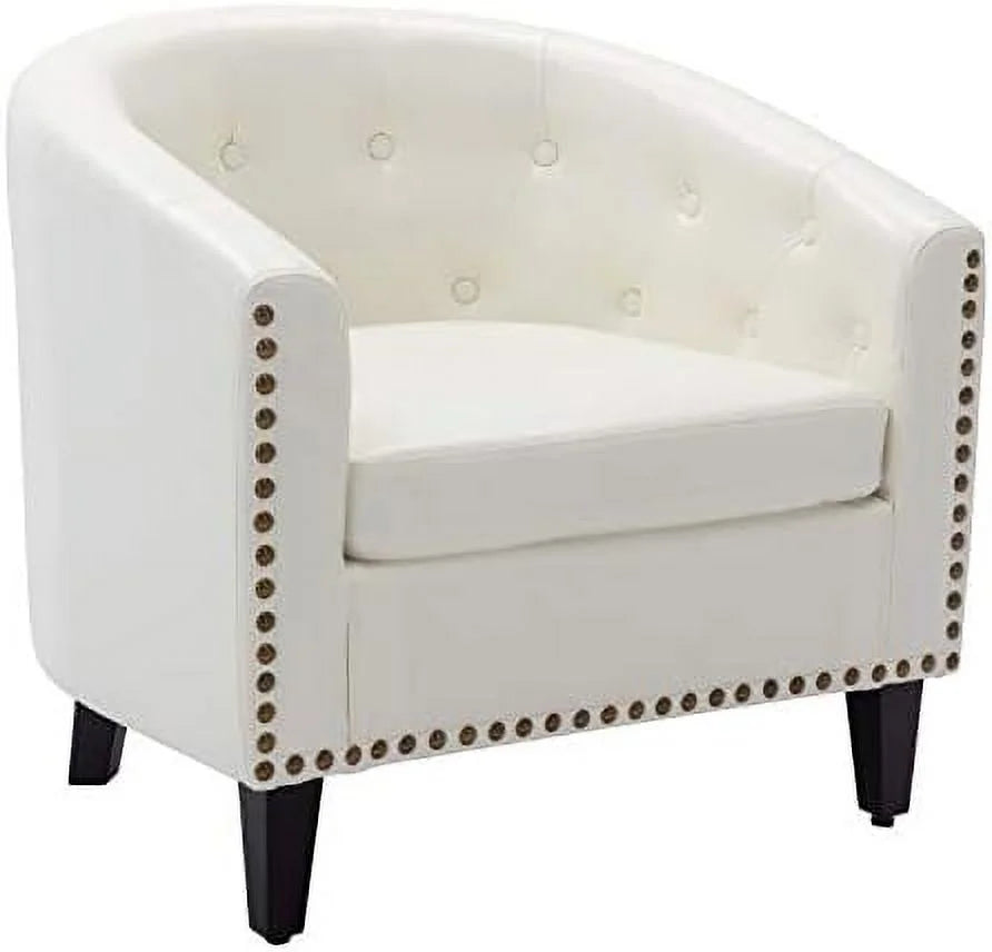 Cream Polyester Tufted Armchair G718371