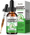 Soursop Graviola Liquid Drops 1500mg with Green Tea, Black Seed Oil, Turmeric, Natural-B Flavor 2 Fl Oz B34752