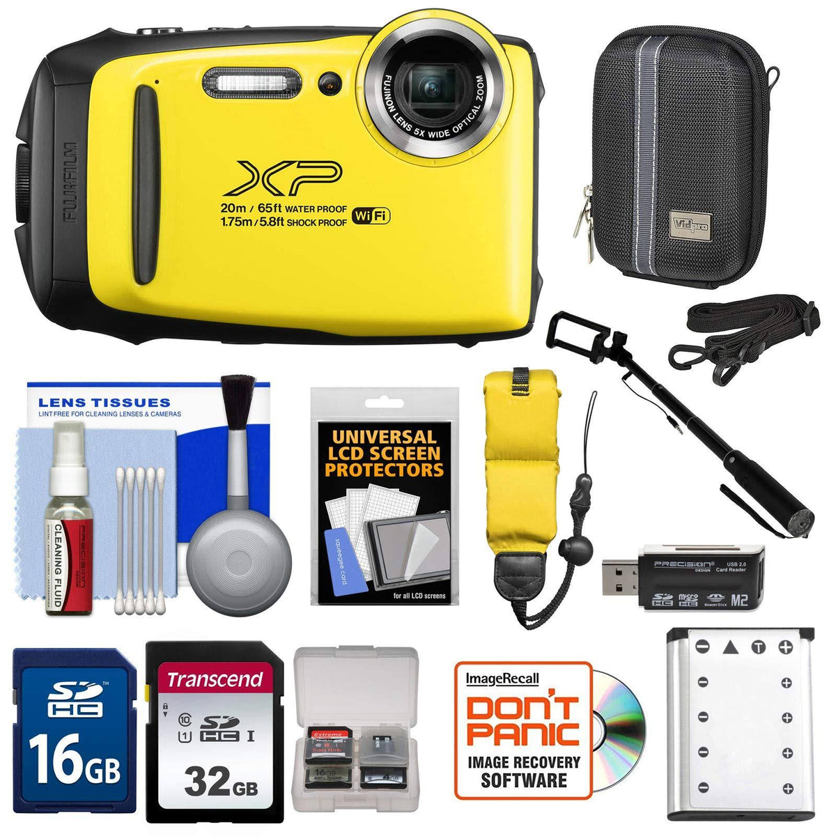 Yellow Waterproof Wi-Fi Digital Camera with 32GB Card A704