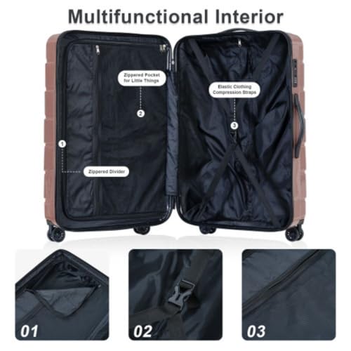 Purple Hard Shell 3 Piece Luggage Set with TSA Lock O703099