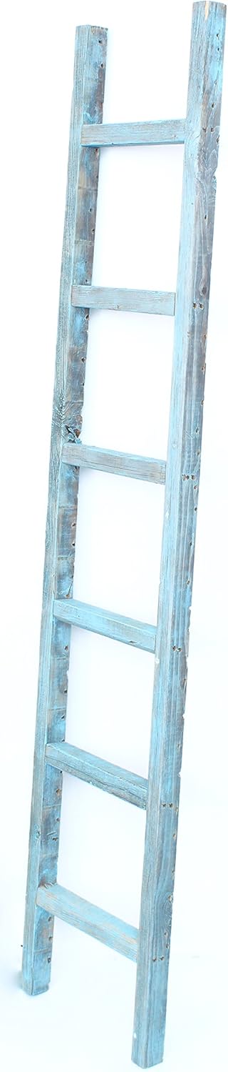 Rustic Farmhouse Decorative 6 ft Ladder Recycled Reclaimed Wood Z46809