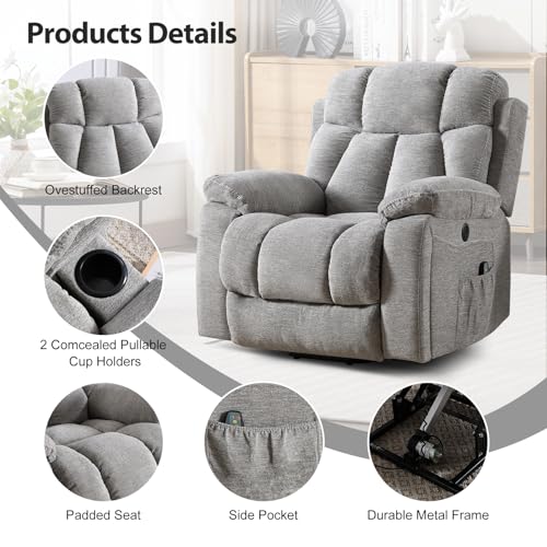 Large Power Lift Recliner Chair with Massage and Heat, Dark Gray U931090