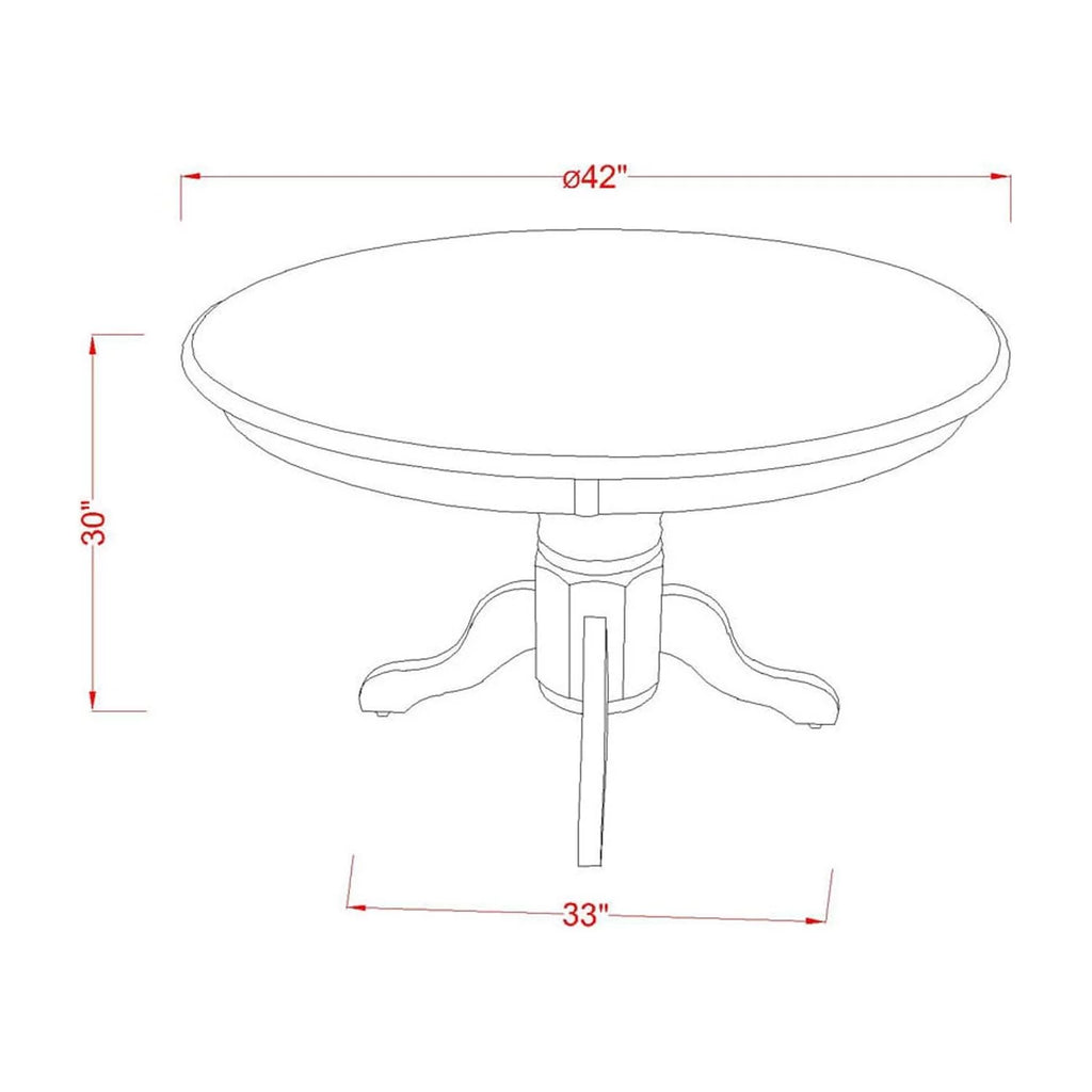 42-Inch Round Wooden Dining Table Set of 4 with Linen Fabric Mineral Blue Chairs G845