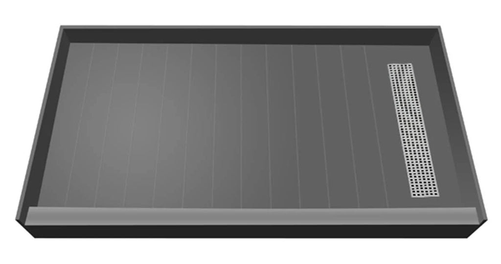 Brushed Ni Rectangular Shower Base with Right Drain U8741
