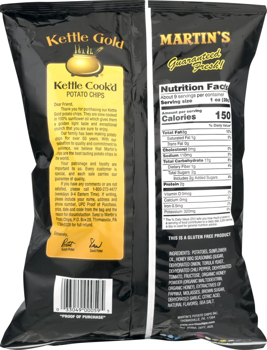 Potato Chips Honey BBQ 8 oz. Bag 3 Bags D544821