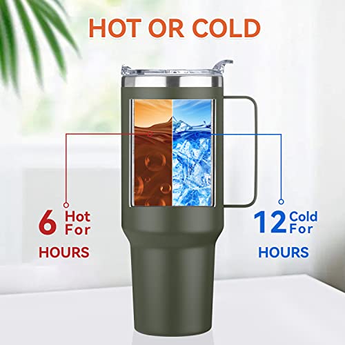 40 oz Stainless Steel Vacuum Insulated Tumbler with Handle (Black, 1) I6455