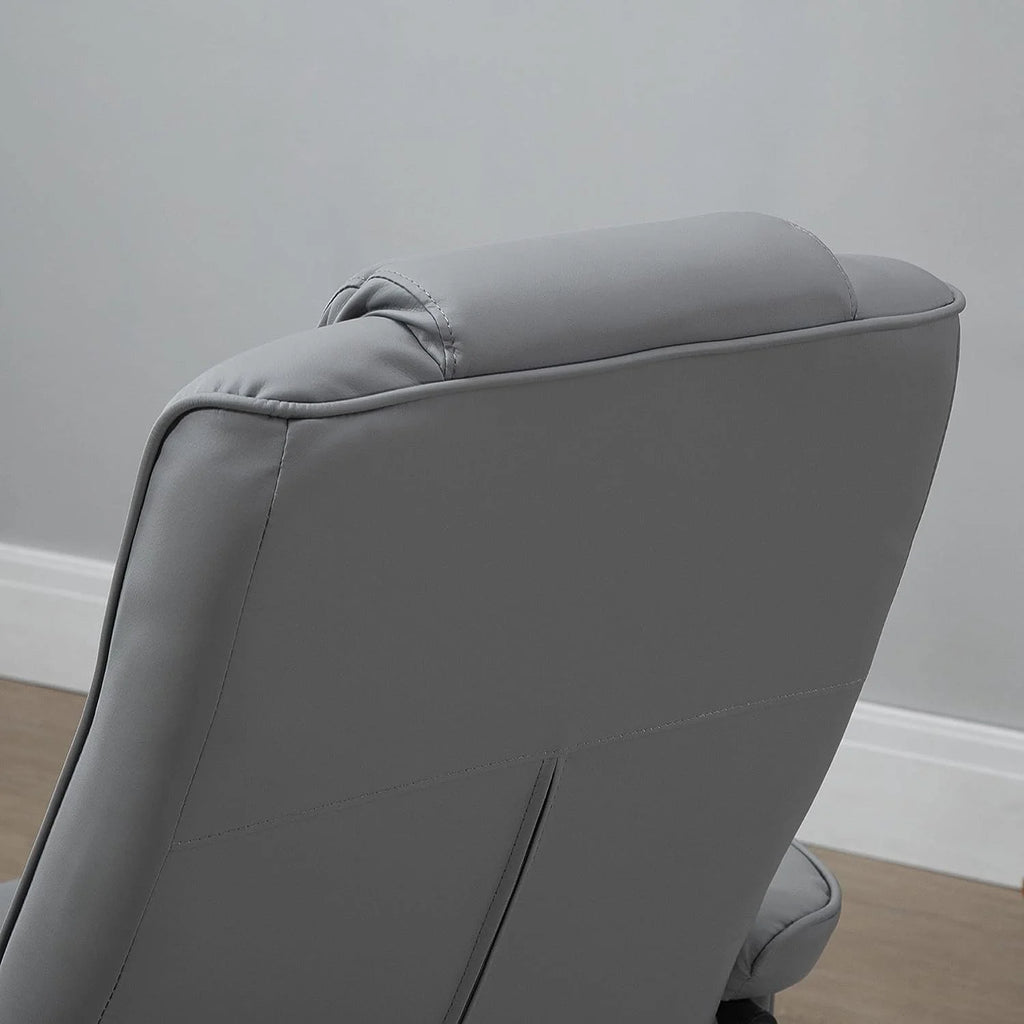 Gray Faux Leather Massaging Recliner Chair and Ottoman Set S250218