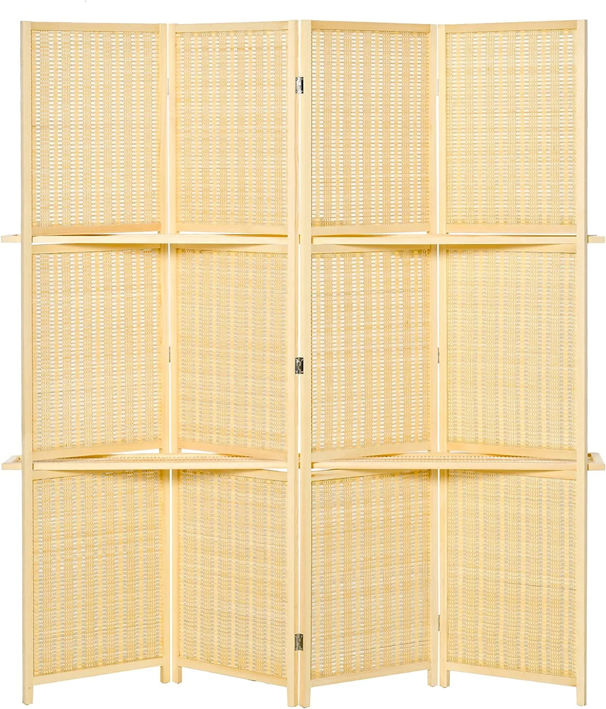 6 Ft Bamboo Folding Privacy Screen with 2 Display Shelves T8062