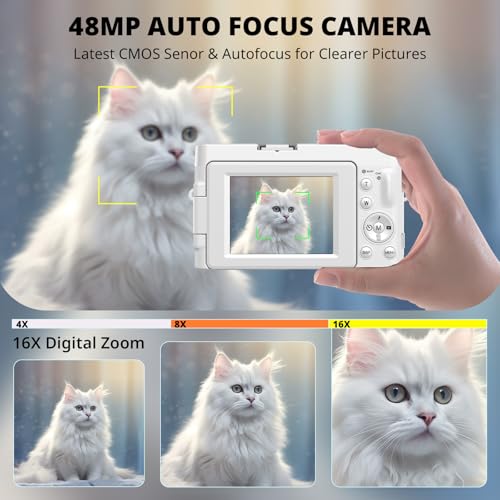 4K 48MP Compact Digital Camera with 16X Zoom, Black M802005
