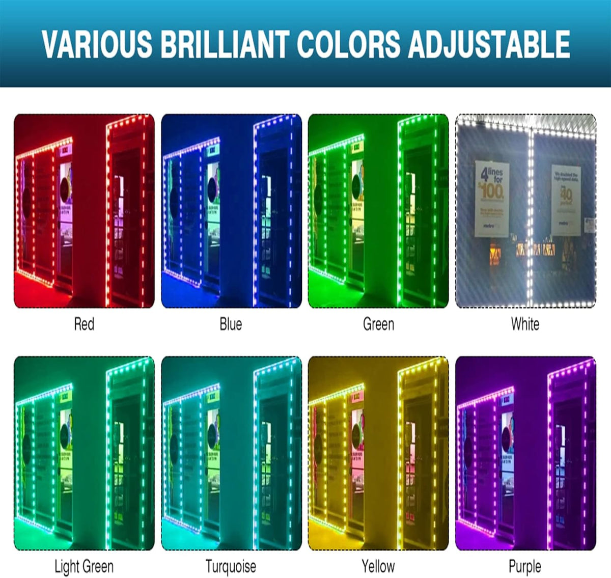 2 Packs 100ft 400 Pieces 3 LED SMD5050 Waterproof Window Strip Light C116982
