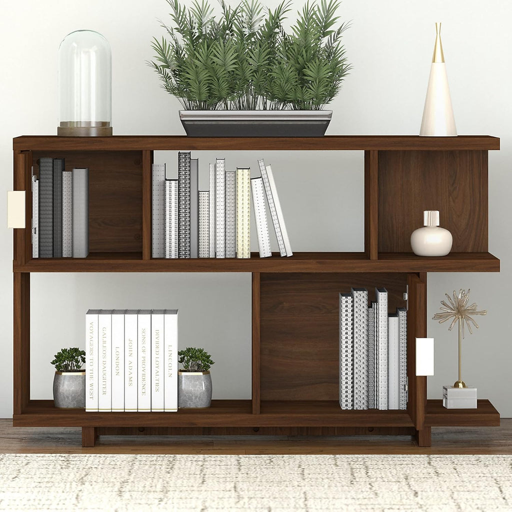 Walnut Low Bookcase with Doors F96297
