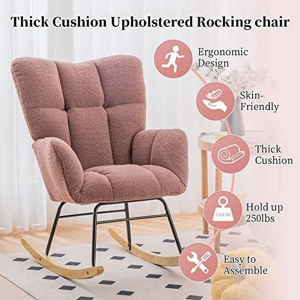 Grey Velvet Upholstered Nursery Rocking Chair N452932