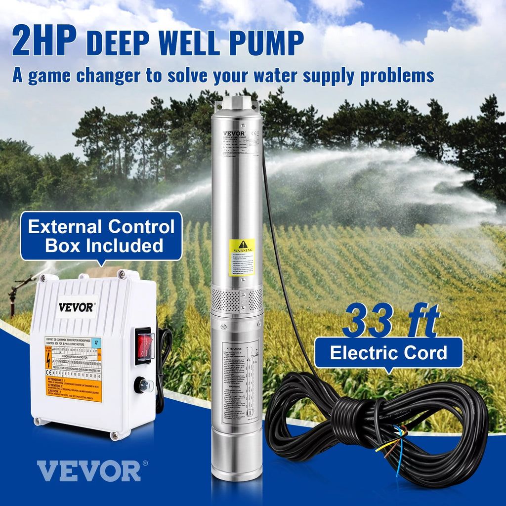 2HP 230V Stainless Steel Deep Well Submersible Pump A573390