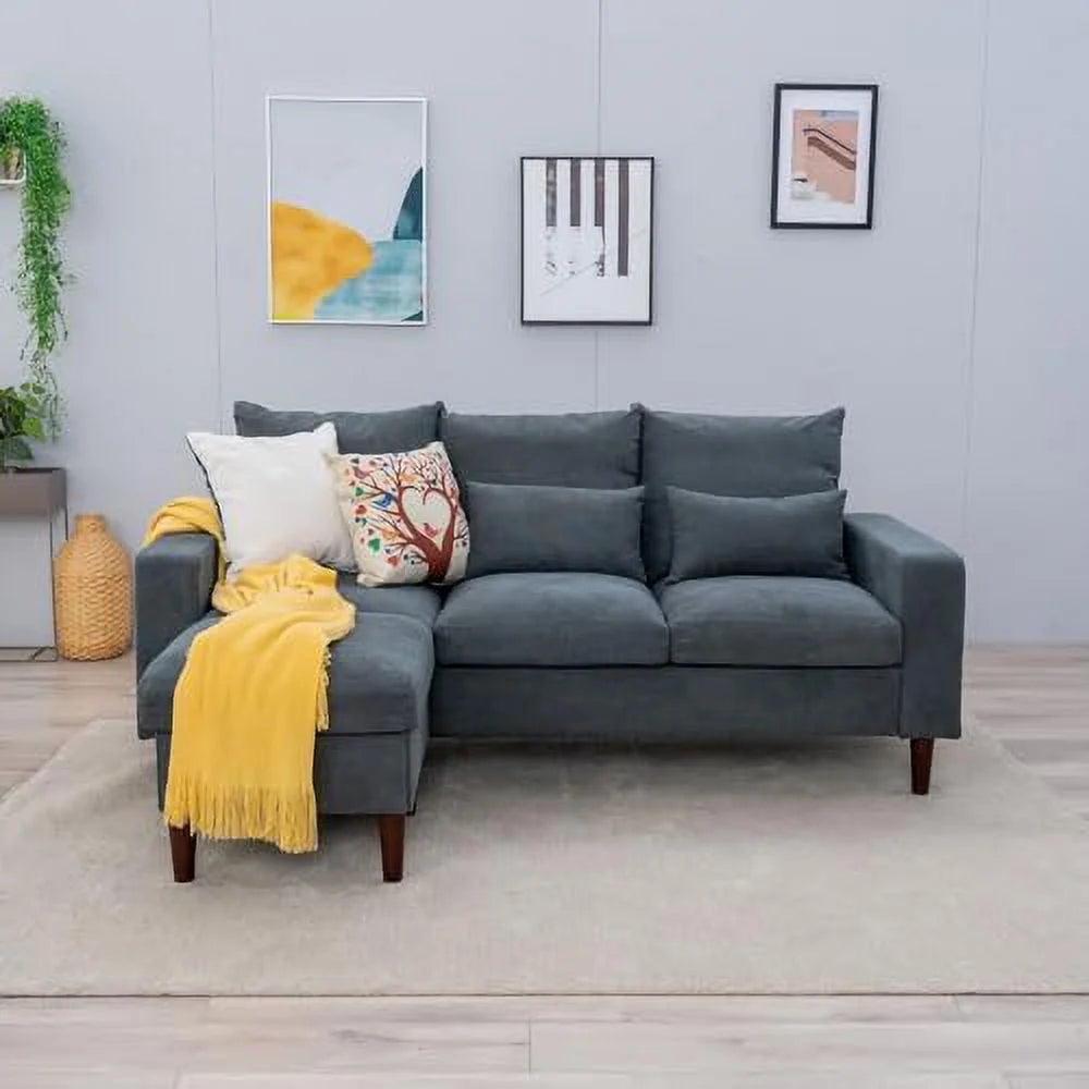 Grey Reversible L-Shaped Sectional Sofa Y8141