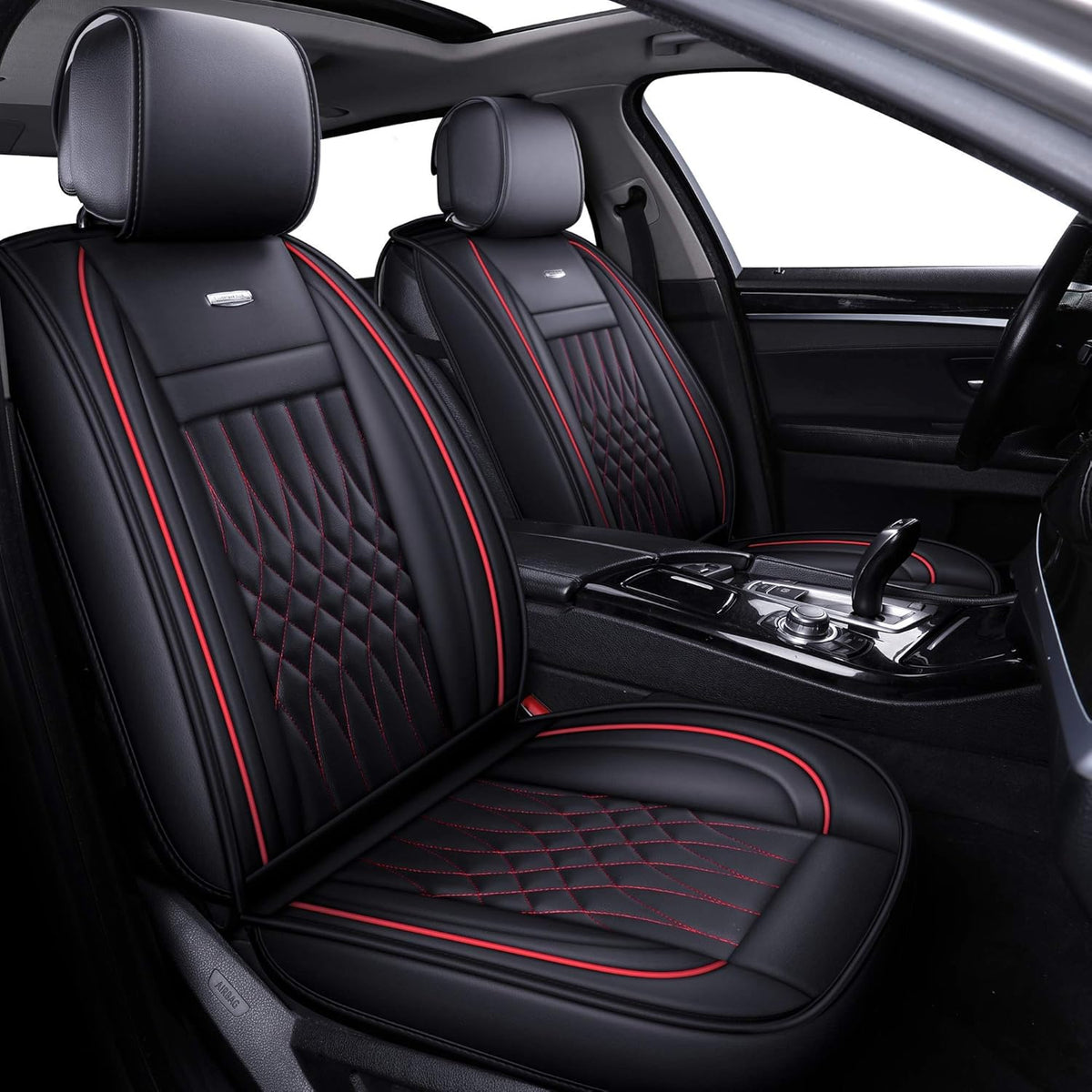5 Car Seat Covers Full Set Waterproof Leather Universal Fit Black B960