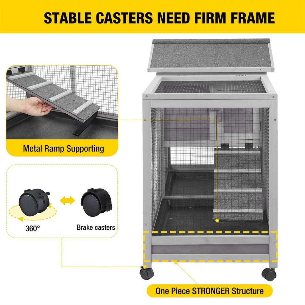 Rabbit Hutch Indoor Cage on Wheels with 3 Pull Out Tray G855085