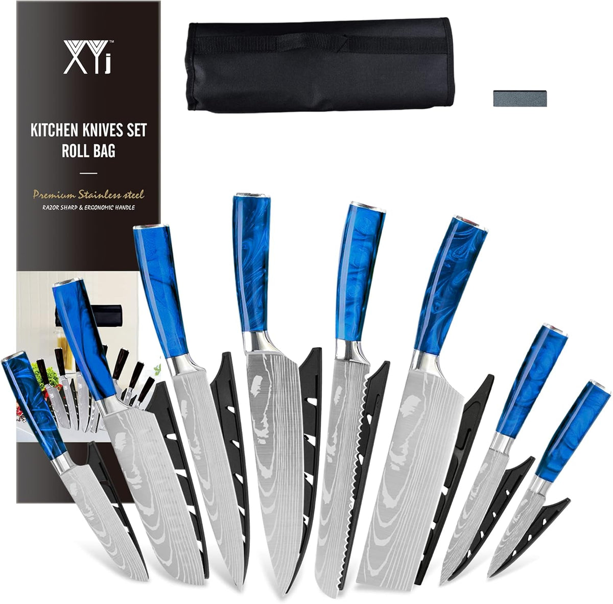 8 Piece Stainless Steel Chef Knife Set with Carry Case K6266