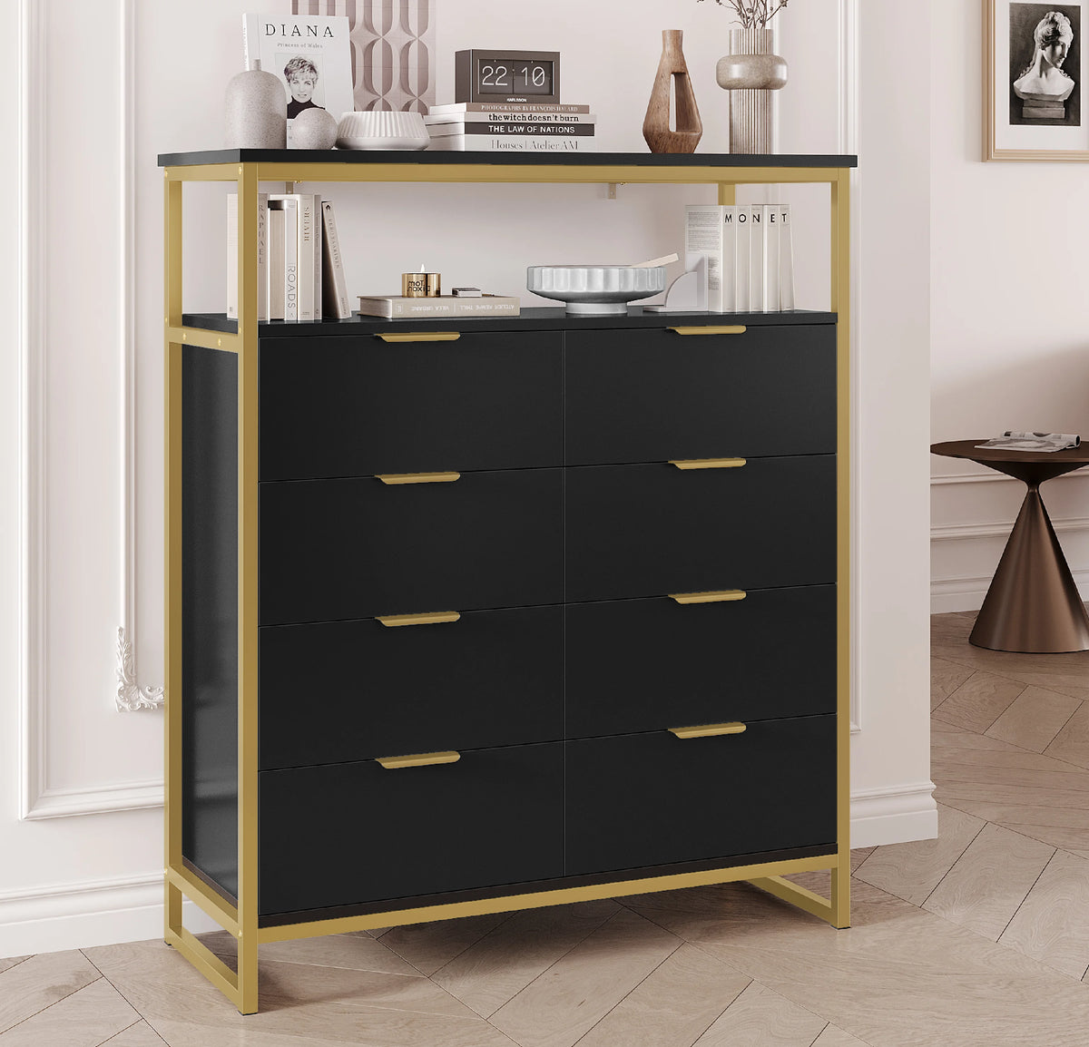 White 8 Drawer Wood Dresser with Shelf E771706
