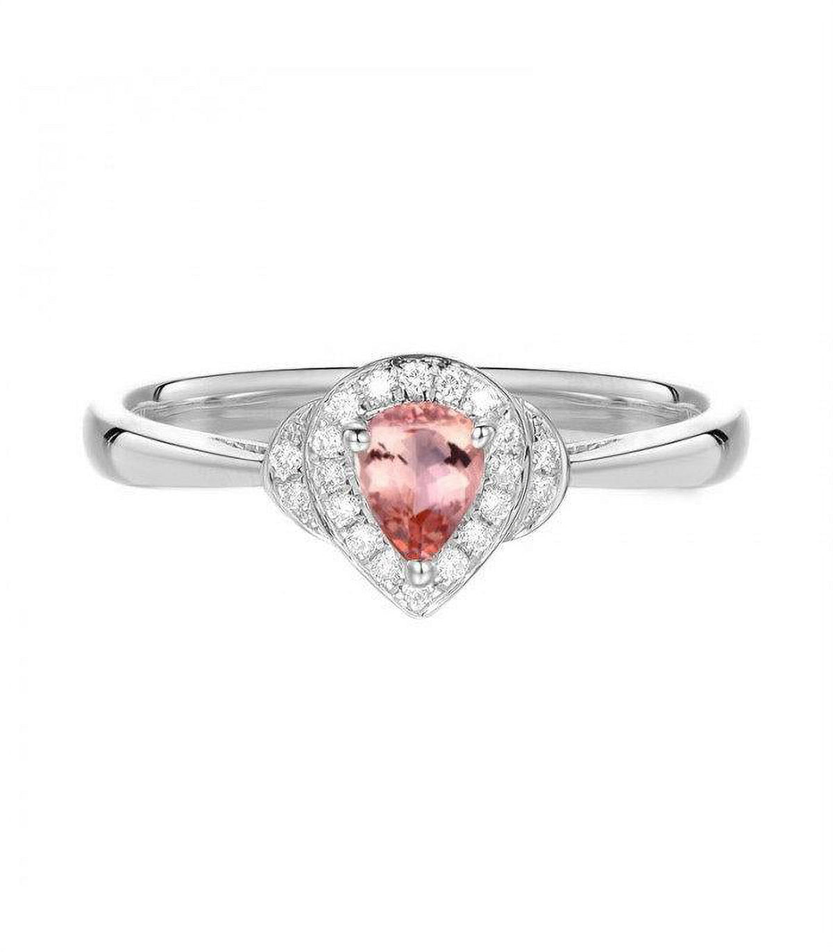 Pear Cut 1.25 Carat Morganite and Diamond Engagement Ring in 14k White Gold G55515